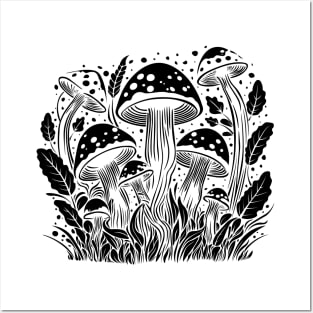 Magic Mushrooms Black Posters and Art